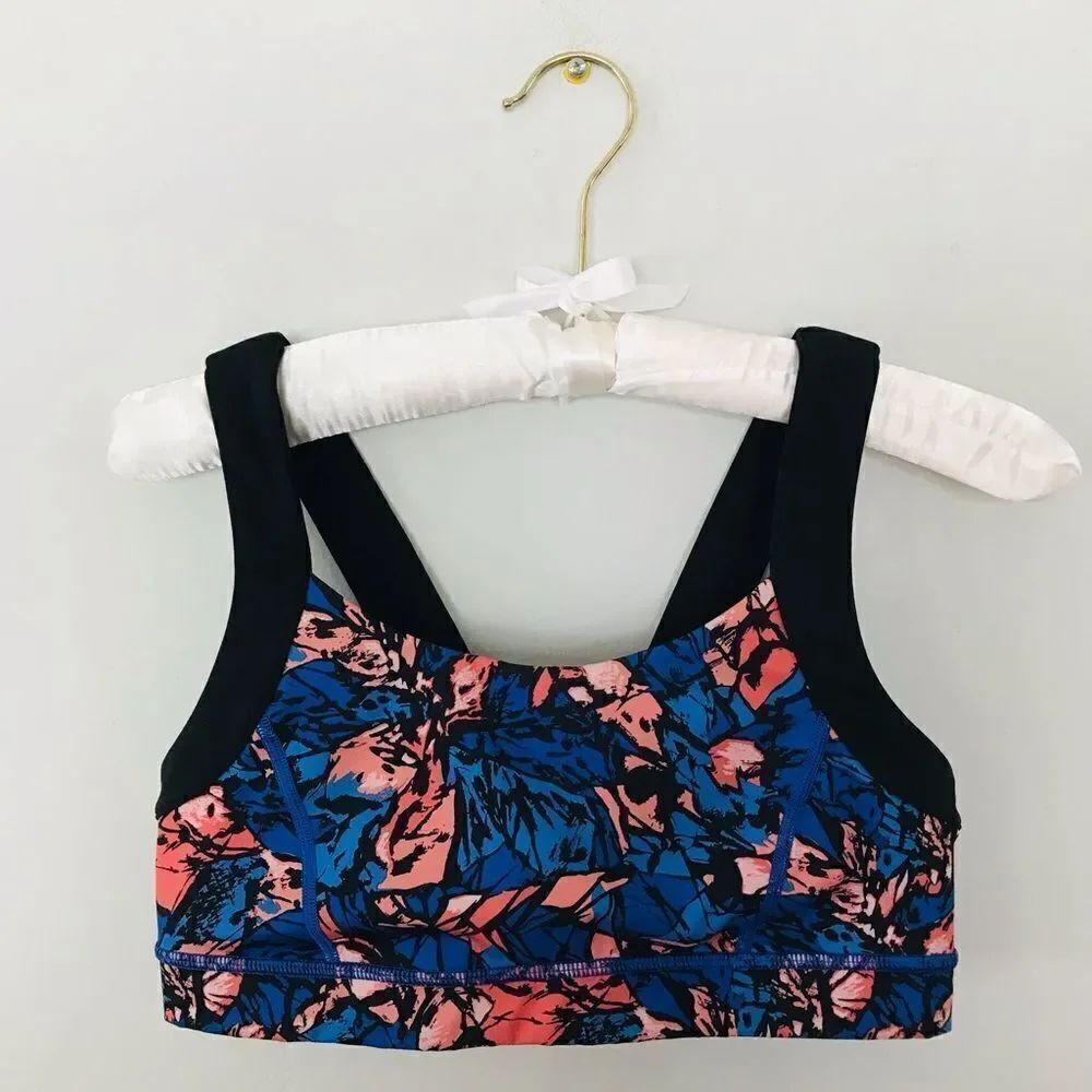 Lululemon Pavement Pusher Bra Mini Paint Storm Harbor Blue Multi Black |…